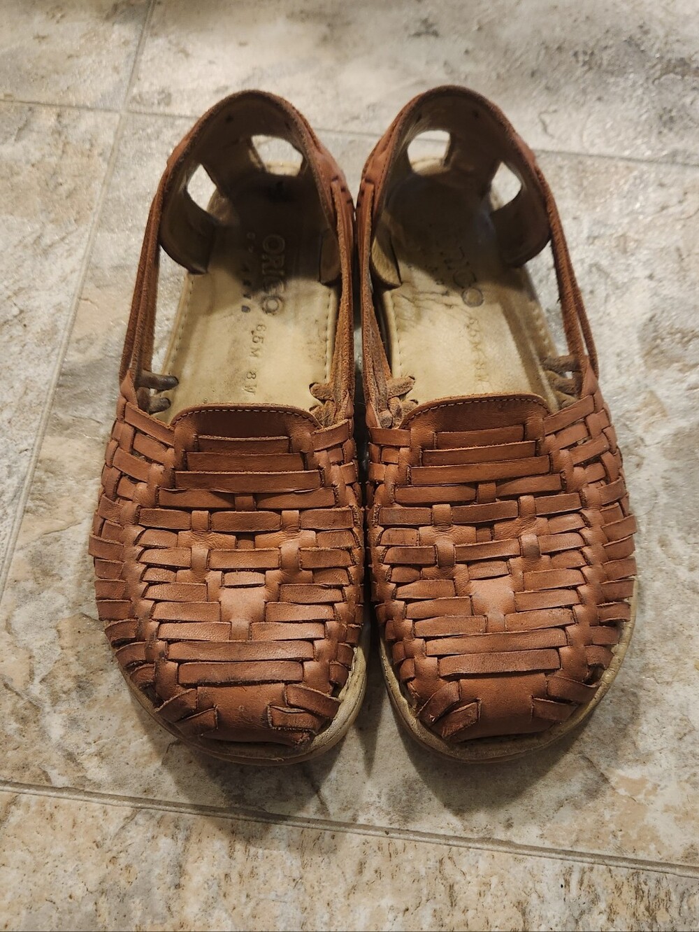 Origo Leather Huarache Slip-on Wide By Anya In Toffee